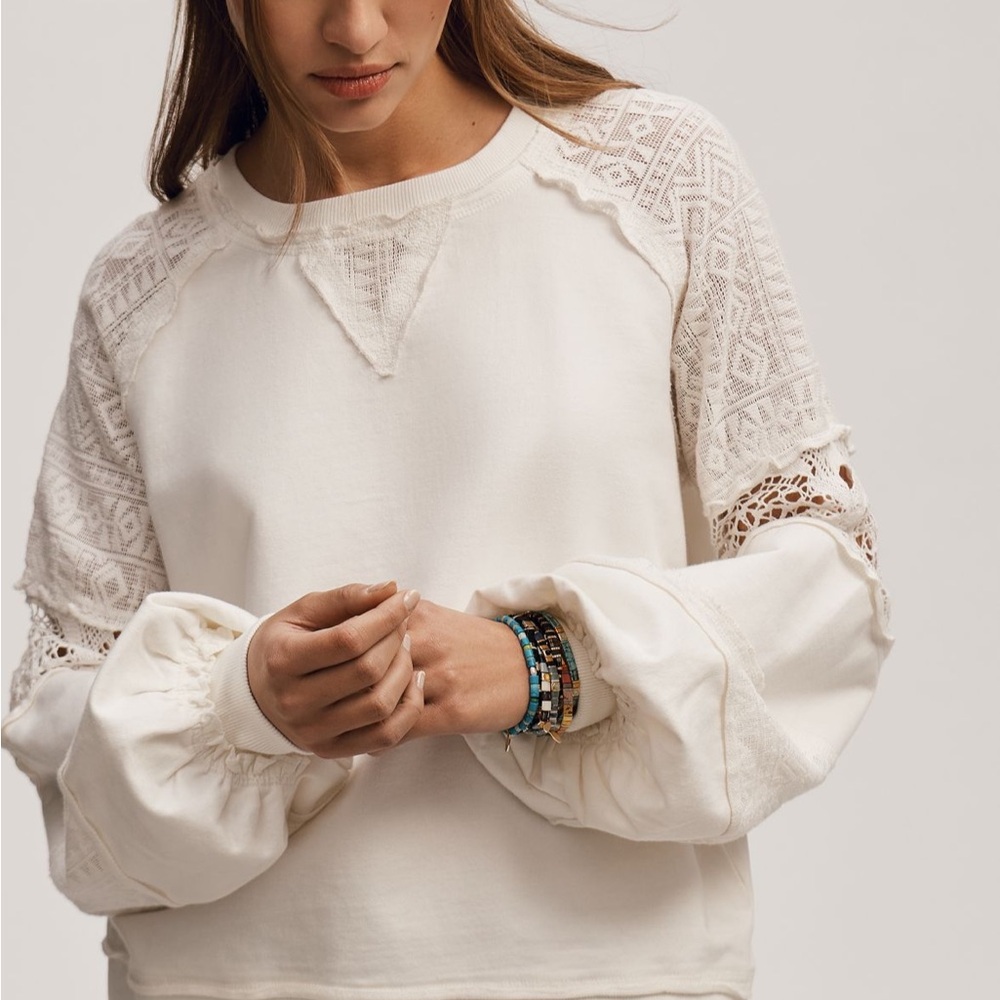 Anthropologie Lace Balloon Sleeve Top - Picture 6 of 9